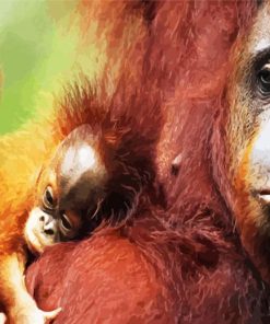 Orangutan Monkey Family paint by numbers