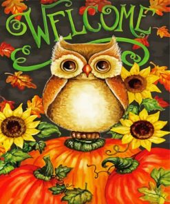 Owls With Pumkins paint by number