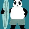 Panda Holding A Serfboard paint by numbers