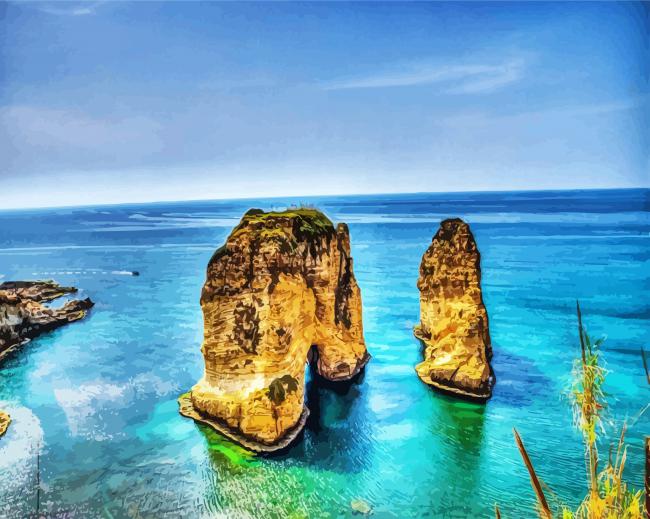 Raouche Rocks In Beirut paint by number