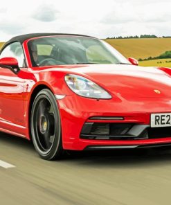 Red Porsche 718 Boxster paint by numbers