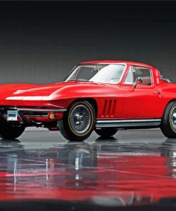Red Classic Chevrolet Corvette paint by number