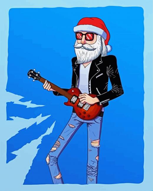 Skinny Santa Playing On Electric Ukulele paint by number
