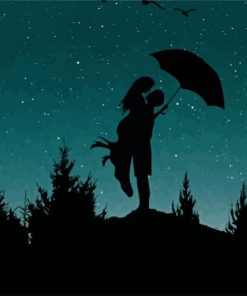 Starry Night Couple Silhouette paint by numbers