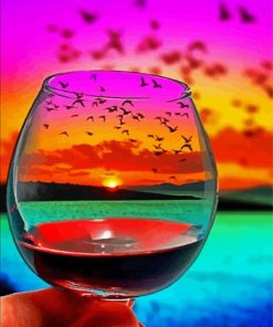 Sunset Glass And Flying Birds paint by numbers