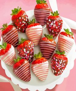Sweet Strawberries With Chocolate paint by numbers