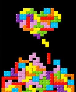 Tetris Art Heart paint by number