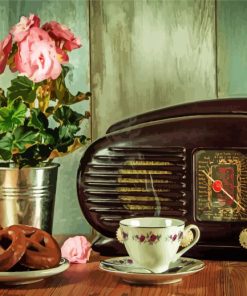 Vintage Coffee And Radio paint by numbers