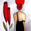 Woman And Red Flower paint by number