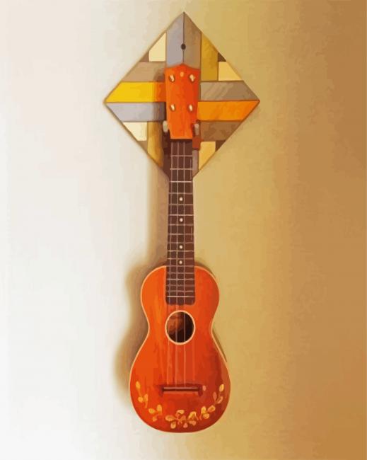 Wooden Brown Ukulele paint by number
