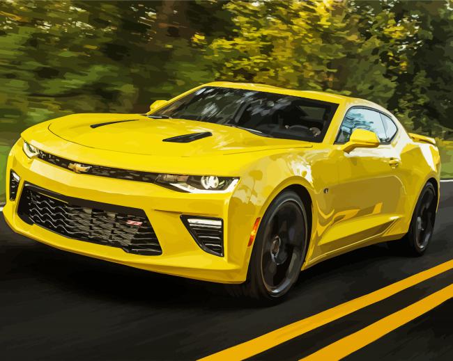 Yellow Chevrolet Camaro Car paint by numbers