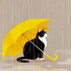Yellow Umbrella And Kitty paint by number