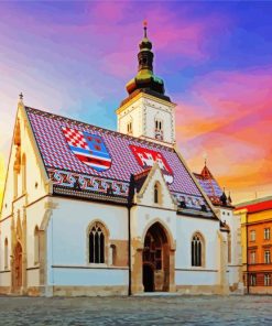 Zagreb St Mark S Church paint by numbers