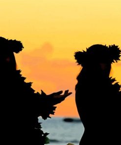 Hawaiian Girls In Honolulu Beach Silhouettes paint by numbers