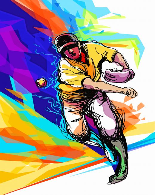 Abstract Baseball Pitcher paint by number