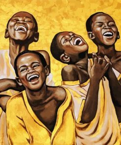 African Children Laughing paint by numbers