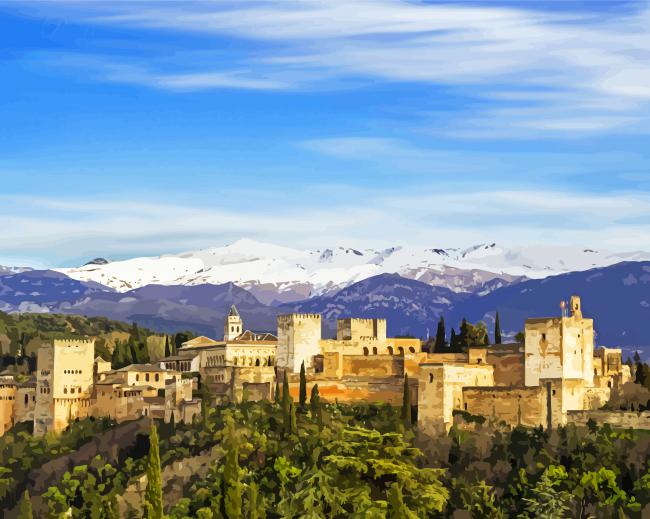 Alhambra Granada Spain paint by number