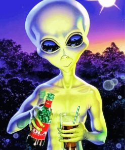 Alien Drinking Cola paint by number