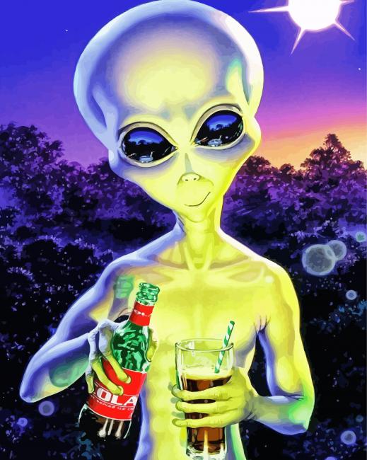 Alien Drinking Cola paint by number