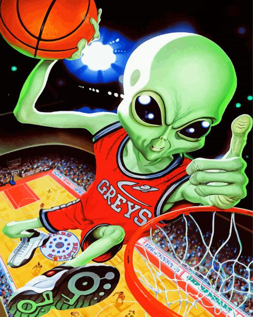Alien Playing Basketball paint by number