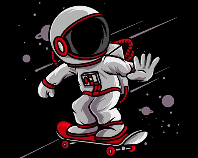 Astronaut Skateboarder paint by numbers
