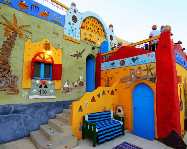 Aswan Nubian Village paint by number