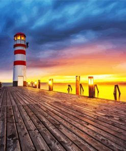 Austria Podersdorf Lighthouse At Sunset paint by numbers