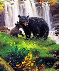 Bear And Waterfall Art paint by numbers