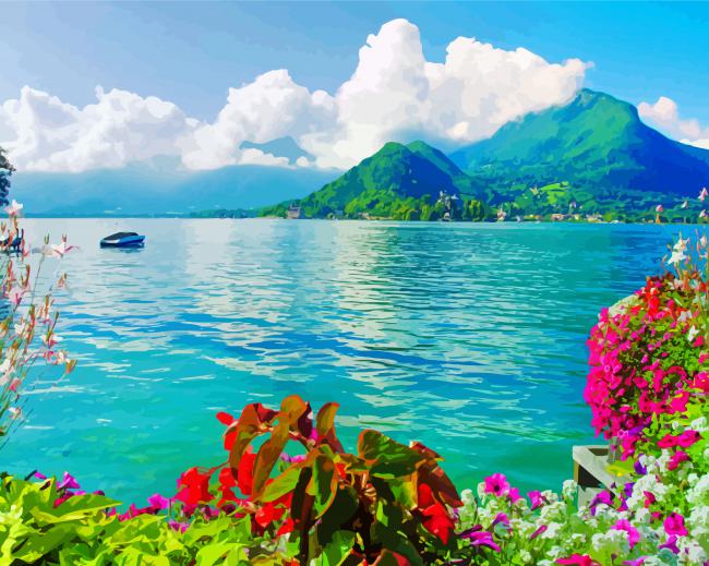 Beautiful View Of Annecy Lake France paint by number