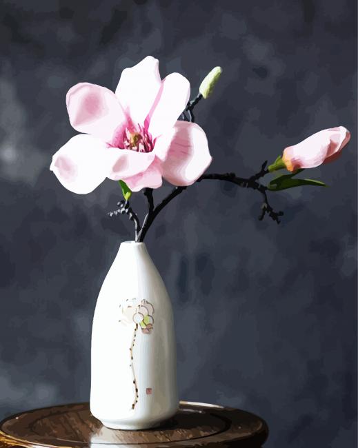 Blooming Magnolias In Vase paint by numbers