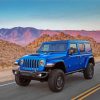 Bright Blue Jeep Car paint by numbers