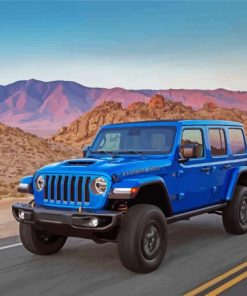 Bright Blue Jeep Car paint by numbers
