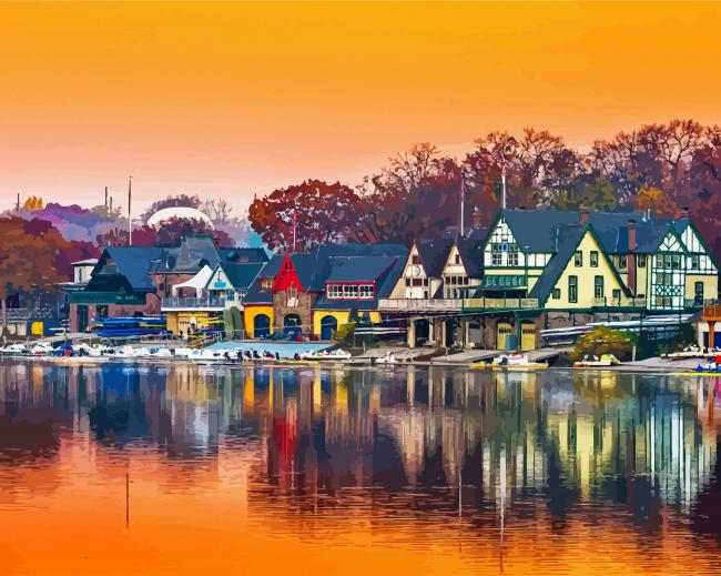 Boathouse Row Philly paint by numbers