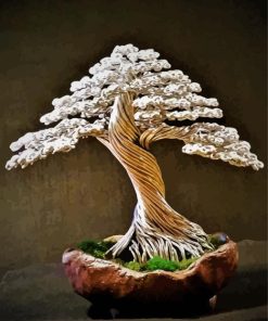 Silver Bonsai Tree paint by numbers