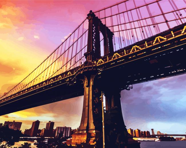 Brooklyn Bridge At Sunset paint by numbers