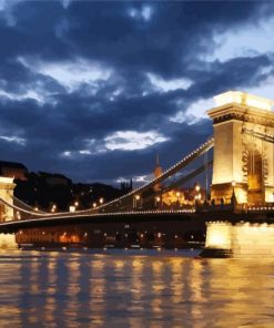 Budapest Szechenyi Chain Bridge paint by numbers