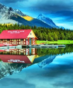 Canada Maligne Lake Boat House paint by numbers