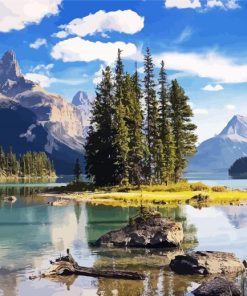 Canada Maligne Lake Landscape paint by numbers