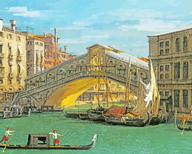 Canaletto The Rialto Bridge Venice paint by number