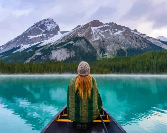 Canoeing In Maligne Lake paint by numbers