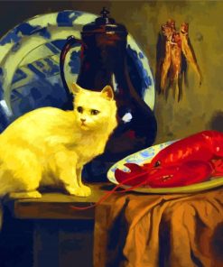 Cat And Lobster Still Life paint by numbers