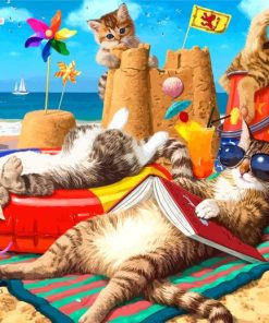 Cats On The Beach paint by numbers