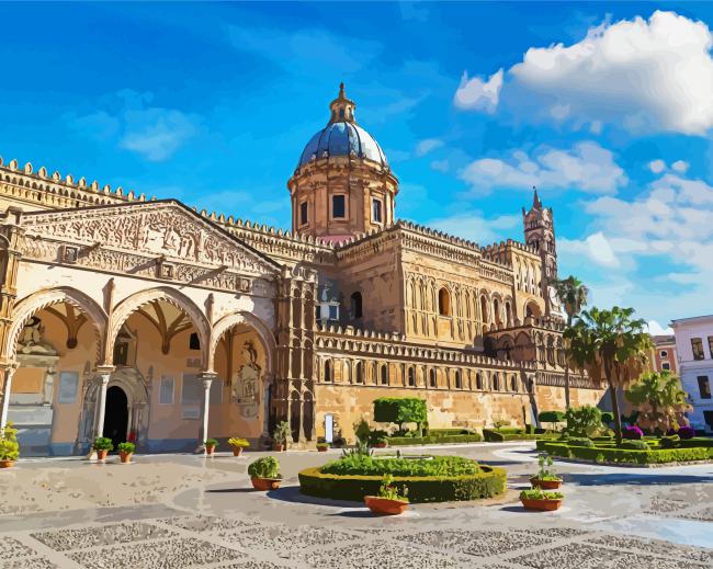 Cattedrale Di Palermo Sicilia paint by number