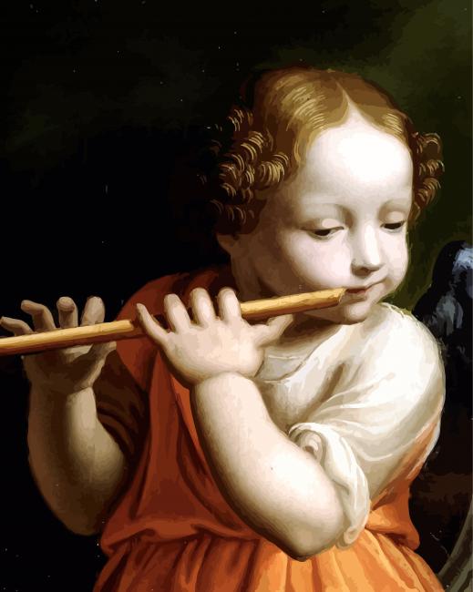 Child Playing Flute paint by numbers
