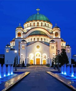 Church Temple Of Saint Sava Serbia paint by number
