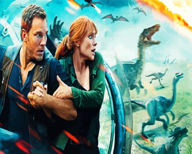 Claire And Owen Jurassic World paint by number