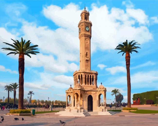 Clock Tower Izmir Turkey paint by numbers