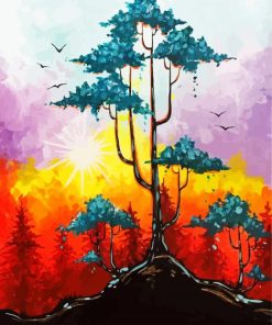 Colorful Bonsai paint by numbers