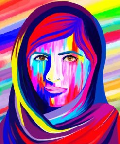 Colorful Malala Yousafzai paint by numbers