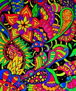 Colorful Psychedelic Flowers paint by number